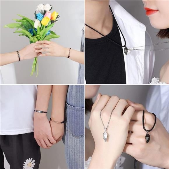 4Pcs Couple Necklace BraceletSet MatchingBracelets for Couples Matching Necklace - Picture 2 of 7